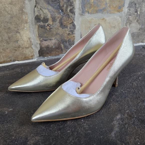 NEW Kate Spade Sonia Gold Pointy Toe Heels - Picture 4 of 8